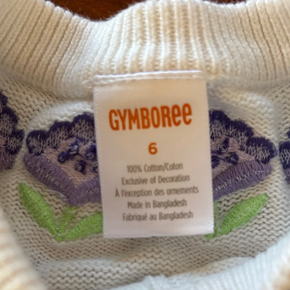 Gymboree Girls Embroidered Floral Cardigan -‎ Lovely Lavender - White